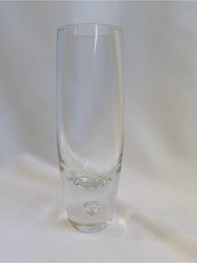 Clear Tall Crystal - Clear Glass Vase Cylindrical Bubbles Thick Heavy Bottom 8"